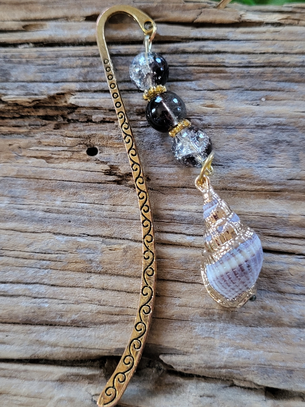 Gold-Tone Shell & Bead Bookmark